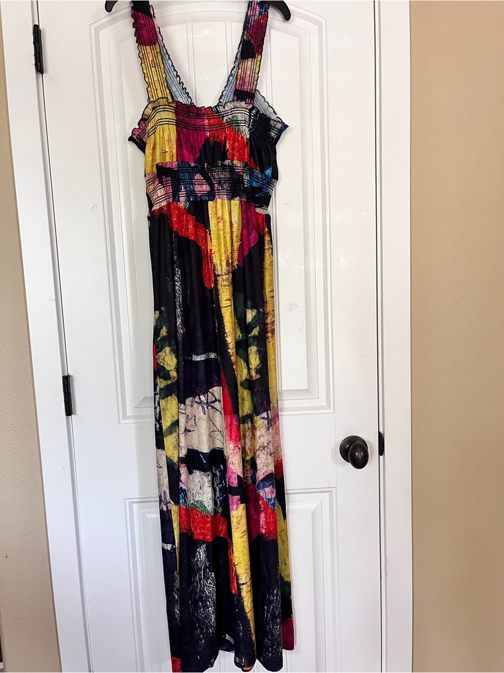 Boho Floral Ruched Maxi Dress Wrap V-Neck Sleeveless Beach Dress - Picture 4 of 8